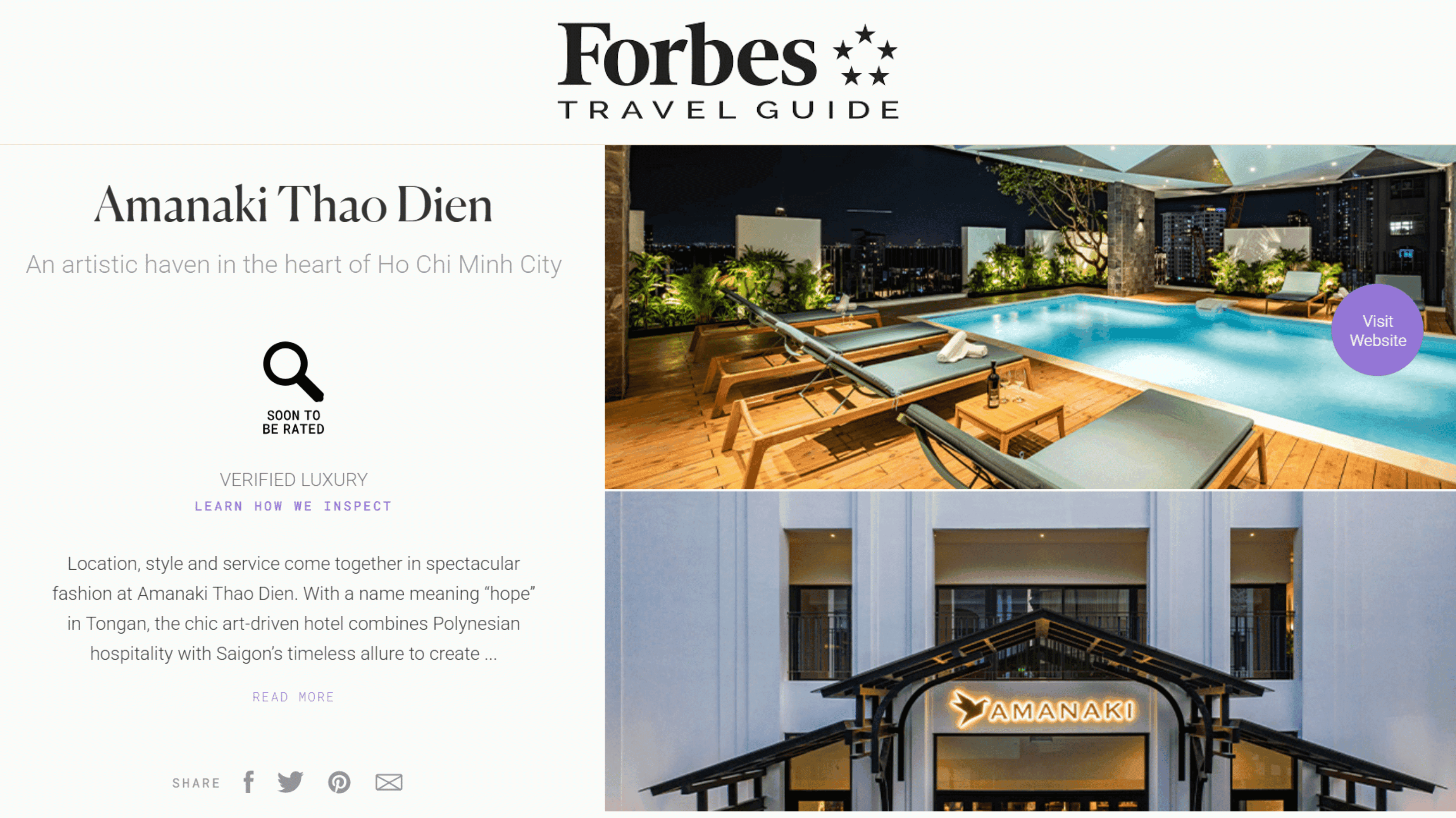 Amanaki Xuất Hiện Trên Forbes Travel Guide – Sự Ghi Nhận Đầy Ý Nghĩa